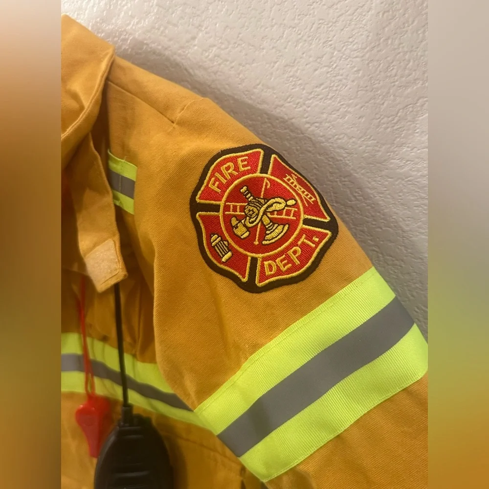 EUC kids Size 3T 4T Toddler Fire Department Jacket Halloween Costume Dress Up - Picture 10 of 11